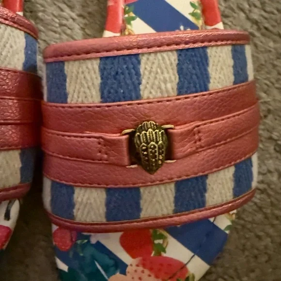Kurt Geiger Pink and Blue Striped Sandals